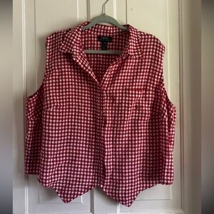 Ralph Lauren red gingham checked top 22w 3x